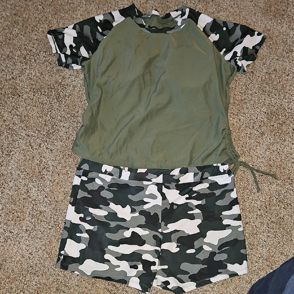 Green and Camo Swim suit